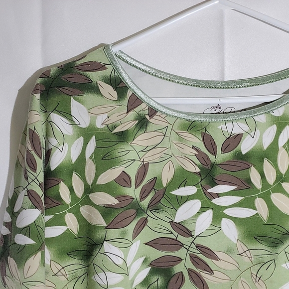 Carroll Reed Green Leaf/Fern 3/4 Sleeve Cotton Shirt - Size XLarge - Picture 2 of 13
